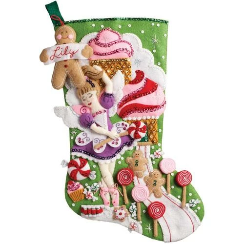 Bucilla Felt Stocking Applique Kit 18" Long - Sugarland Fairy 3 Bucilla Felt Stocking Applique Kit 18" Long - Sugarland Fairy