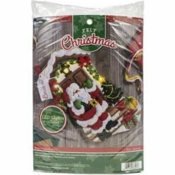 Bucilla Felt Stocking Applique Kit 18" Long - Santa Is Here W/Lights -Cheap Knitting Needles Store 0001676693 pshjd0kt.3iv