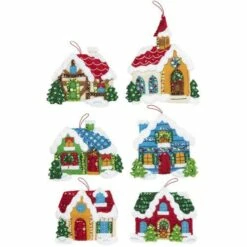 Bucilla Felt Ornaments Applique Kit Set Of 6 - Christmas Village