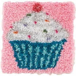 Caron Wonderart Latch Hook Kit 12"X12" - Cupcake