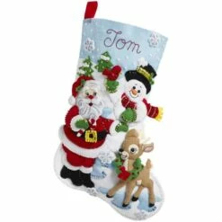 Bucilla Felt Stocking Applique Kit 18" Long - Santa's Gathering