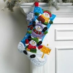Bucilla Felt Stocking Applique Kit 18" Long - Snow Much Fun