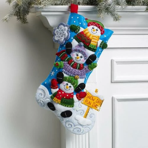 Bucilla Felt Stocking Applique Kit 18" Long - Snow Much Fun 3 Bucilla Felt Stocking Applique Kit 18" Long - Snow Much Fun