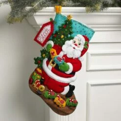 Bucilla Felt Stocking Applique Kit 18" Long - Toy Train Santa -Cheap Knitting Needles Store 0002132741 tf2ss5qm.x0v