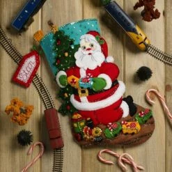 Bucilla Felt Stocking Applique Kit 18" Long - Toy Train Santa -Cheap Knitting Needles Store 0002132742 ue0kqax3.oce