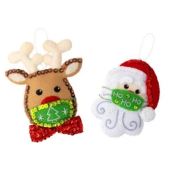 Bucilla Felt Ornaments Applique Kit Set Of 2 - All Masked Up