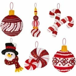 Bucilla Felt Ornaments Applique Kit Set Of 6 - Snowman's Peppermint Collection -Cheap Knitting Needles Store 0002200024 2zmmwrqz.u1k