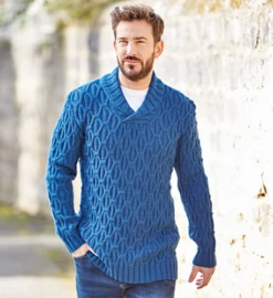 Sirdar Man's Shawl Collar Sweater In Country Classic DK Pattern -Cheap Knitting Needles Store 10090countryclassicd mzravs2r.1x0