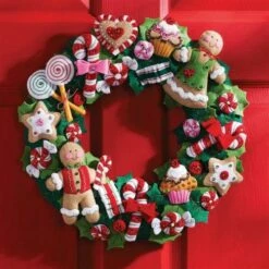 Bucilla Cookies & Candy Wreath Christmas Felt Applique Kit