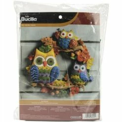 Bucilla Felt Wreath Applique Kit Round - Owl -Cheap Knitting Needles Store 86562 2 637406223640463769