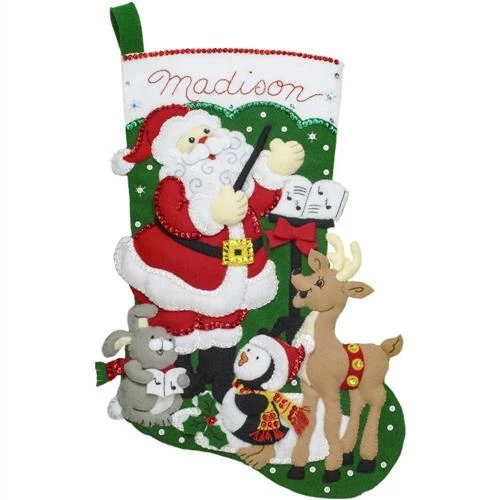 Bucilla Felt Stocking Applique Kit 18" Long - Santa's Choir Practice 3 Bucilla Felt Stocking Applique Kit 18" Long - Santa's Choir Practice