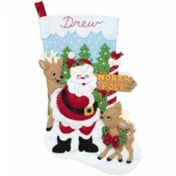 Bucilla Felt Stocking Applique Kit 18" Long - North Pole Santa