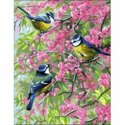 Anchor Royal Paris Canvas: Tapestry Blue Chickadees And Flowers
