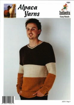 Alpaca Yarns Knitting Pattern 1551 - Man's Texture Stripe Sweater