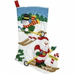 Bucilla Felt Stocking Applique Kit - Downhill Skiers