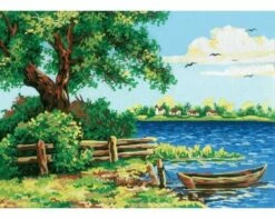 Collection D'Art Tapestry Canvas 40X60 Summer River Scene