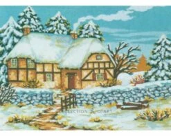 Collection D'Art Tapestry Canvas 40X60 Cottage In Winter (Set Of 2 Pcs)
