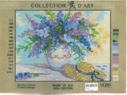 Collection D'Art Tapestry Canvas 30X40 Vase Of Blue Flowers