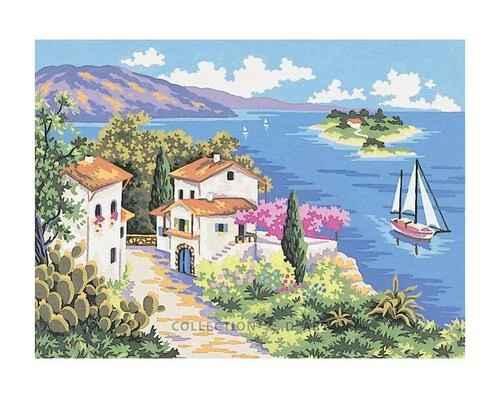 Collection D'Art Tapestry Canvas 40X50 Houses On Cliff Edge 3 Collection D'Art Tapestry Canvas 40X50 Houses On Cliff Edge