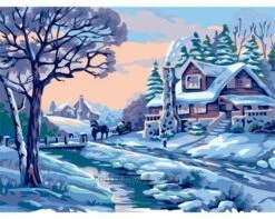 Collection D'Art Tapestry Canvas 40X50 Village Scene - Winter