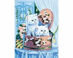 Collection D'Art Tapestry Canvas 40X50 Two Kittens In A Box