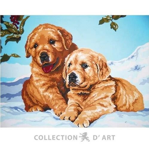 Collection D'Art Tapestry Canvas 40X50 Retriever Puppies 3 Collection D'Art Tapestry Canvas 40X50 Retriever Puppies