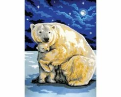 Collection D'Art Tapestry Canvas 40X50 Polar Bear & Cub