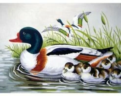 Collection D'Art Tapestry Canvas 40X50 Duck Family