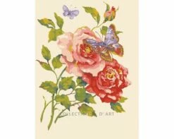 Collection D'Art Tapestry Canvas 40X50 Rose & Butterfly
