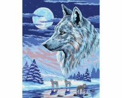 Collection D'Art Tapestry Canvas 50X60 Wolves & Moon