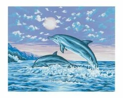 Collection D'Art Tapestry Canvas 50X60 Jumping Dolphins