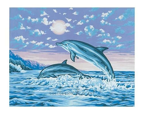Collection D'Art Tapestry Canvas 50X60 Jumping Dolphins 3 Collection D'Art Tapestry Canvas 50X60 Jumping Dolphins