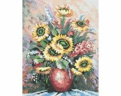 Collection D'Art Tapestry Canvas 50X60 Vase Of Sunflowers