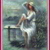 Collection D'Art Tapestry Canvas 50X60 Girl On Jetty -Cheap Knitting Needles Store da11487 w0uvqrov.kwv