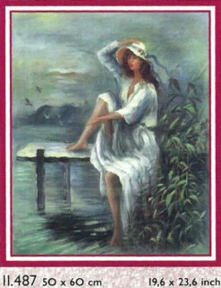 Collection D'Art Tapestry Canvas 50X60 Girl On Jetty