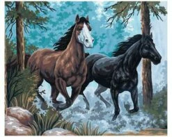Collection D'Art Tapestry Canvas 50X60 Two Horses