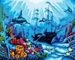 Collection D'Art Tapestry Canvas 50X60 Underwater Shipwreck