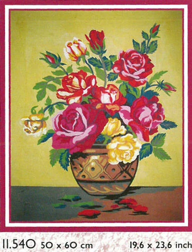 Collection D'Art Tapestry Canvas 50X60 Vase With Purple/Yellow Roses 3 Collection D'Art Tapestry Canvas 50X60 Vase With Purple/Yellow Roses