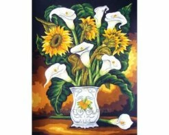 Collection D'Art Tapestry Canvas 50X60 Arum Lilies & Sunflowers