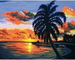 Collection D'Art Tapestry Canvas 50X60 Sunset On Lagoon