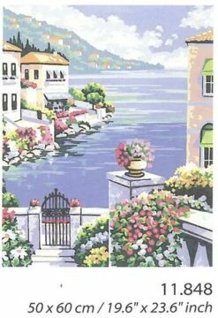 Collection D'Art Tapestry Canvas 50X60 Mediterranean Seascape