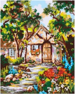 Collection D'Art Tapestry Canvas 50X60 Cottage Garden