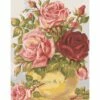 Collection D'Art Tapestry Canvas 50X60 Pink Roses In Yellow Vase
