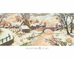 Collection D'Art Tapestry Canvas 60X120 Cottages In Snow