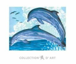 Collection D'Art Tapestry Canvas 20X25 Two Dolphins Jumping