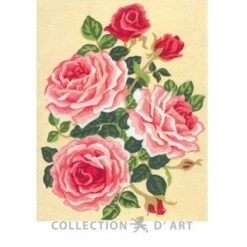 Collection D'Art Tapestry Canvas 20X25 Pink Roses