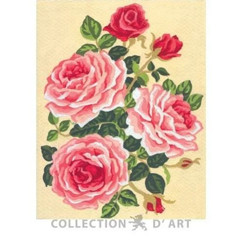 Collection D'Art Tapestry Canvas 20X25 Pink Roses 3 Collection D'Art Tapestry Canvas 20X25 Pink Roses