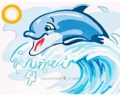 Collection D'Art Tapestry Canvas 20X25 Leaping Dolphin