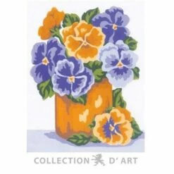 Collection D'Art Tapestry Canvas 20X25 Vase Of Pansies