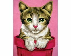 Collection D'Art Tapestry Canvas 20X25 Kitten In Pot